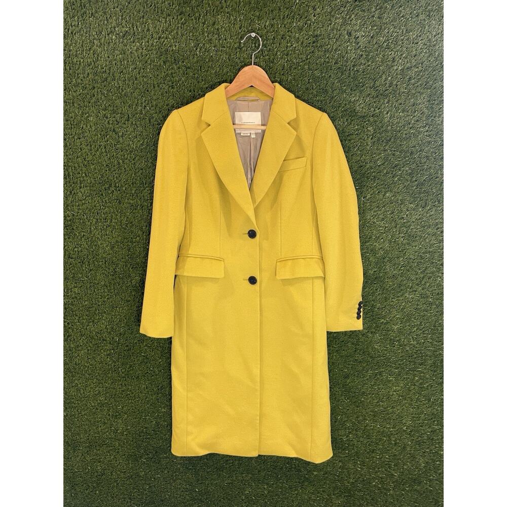 BY ANTHROPOLOGIE Yellow Wool Blend Tailored Coat Jacket Size 2 US 6 UK 34 EU